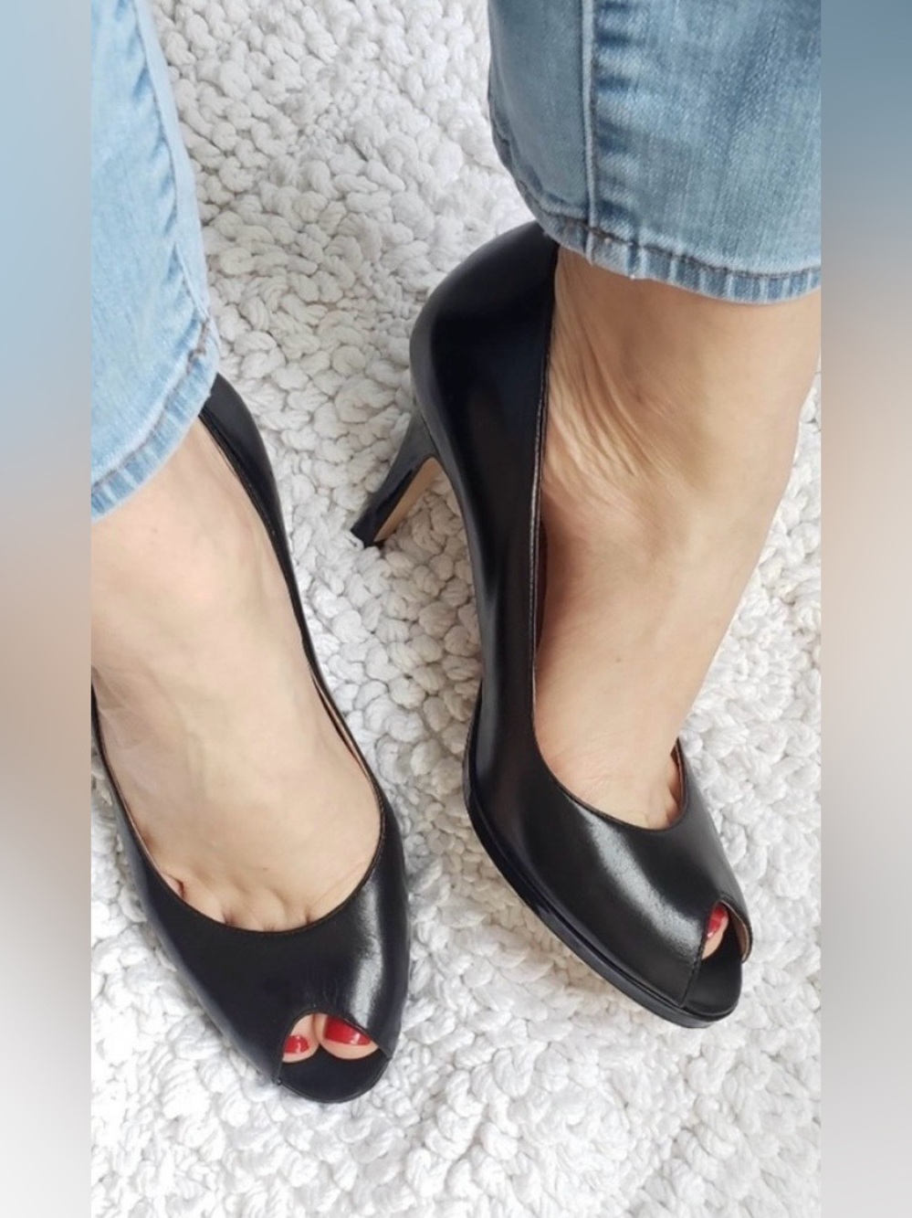 Cole Haan Carla OT Air Patent Peep Toe Heels • Box & Two Dust Bags